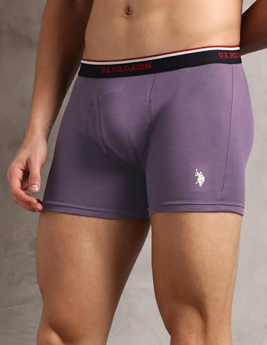 Image of U.S. Polo ASSN. Men's I667 Ribbed Cotton Mid Rise Underwear Trunks - Pack of 1