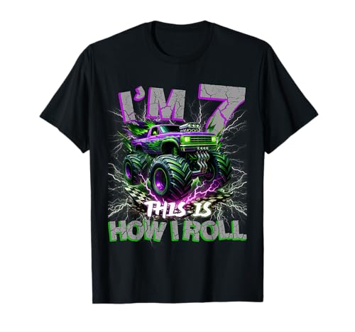 Im 7 Years Olds Monster Truck 7th Birthday Boy Gifts Outfit T-Shirt