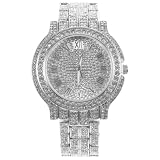 Mikikit Romano squisito ornamento femminile delicato da polso regalo casual anniversario decorazione creativa orologio da donna alla moda numeri rosa donna ragazza oro strass, argento, 10.5x4.5cm, nan