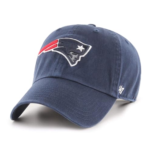 47 NFL Unisex Adult Clean Up Primary Logo Adjustable Hat Cap One Size (US, Alpha, One Size, New England Patriots - Navy, New England Patriots)