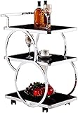 Weinwagen aus gehärtetem Glas, stilvoller Servierwagen für Zuhause, Küche und Hotel, vielseitiger Barwagen für Getränkelieferung und Essen