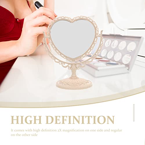 Espejo de maquillaje beige en forma de corazón miniatura 4