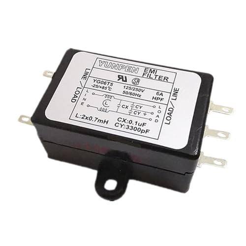 Filtro de ruido YG06T5 el&eacute;ctrico 220V contra interferencias 6A 2