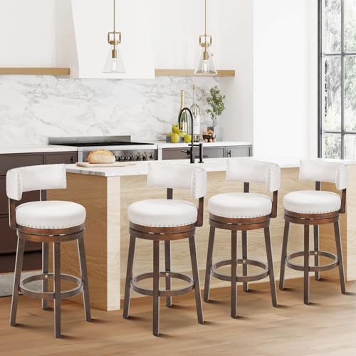 COLAMY Swivel Bar Stools Set of 4, Swivel Counter Height