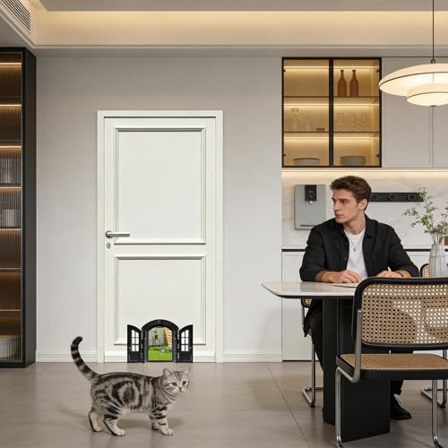 Puerta de gato pequeña retro para darle estilo y libertad a tu mascota en el dormitorio 4