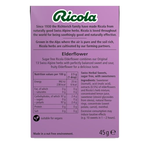Ricola Sugar Free Elderflower Flv Candy Box 20 Pack miniatura 2