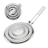 HIC Kitchen Heat Diffuser Reducer Flame Guard With Removable Handle, Stainless Steel, Distributes Heat Evenly And Reduces Scorching, For Gas Electric Glass Stovetops, 8.25-Inch