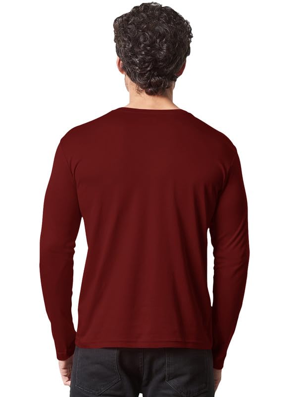 Image of LAZYCHUNKS Regular Fit Solid Super Combed Cotton Rich Henley Neck Full Sleeve Men's T-Shirt