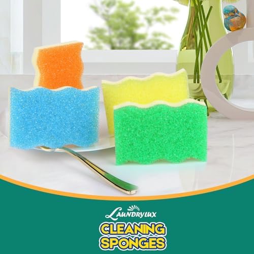 LAUNDRYLUX Scrub Sponge, 4 Pack Dual-Sided Temperature-Responsive Scrubber - 4