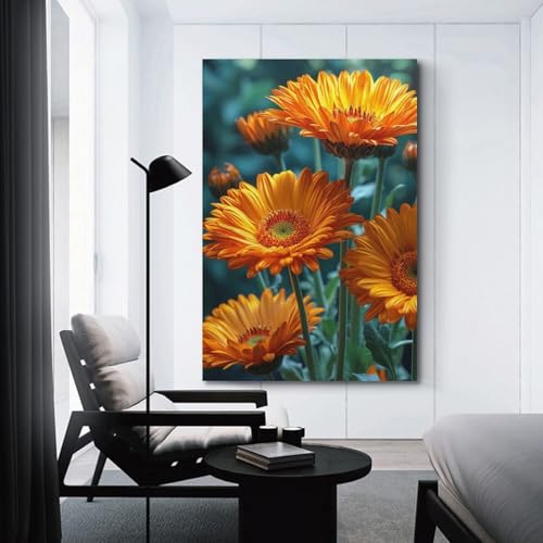 Décoration murale gerbera orange pour réveiller un mur blanc