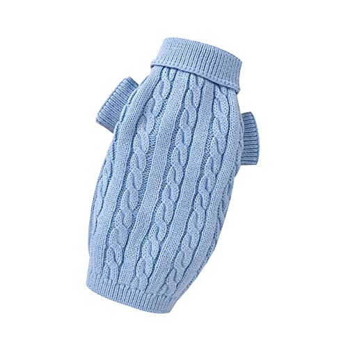 Neiwech Small Dogs Pet Sweaters Solid Color Stereoscopic Soft Puppy Knitted Sweatshirts Doggy Pullover Winter Warm Pup Clothes Blue L 82W882
