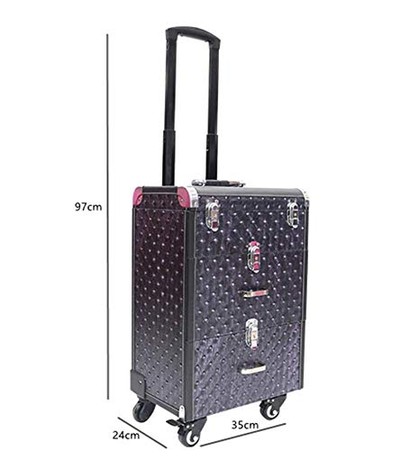 BYCDD Trolley Kosmetikkoffer Schminkkoffer, Tragbarer Reisen Multikoffer Etagenkoffer 2-Schicht-Make-up Koffer Beauty… – Bild 6