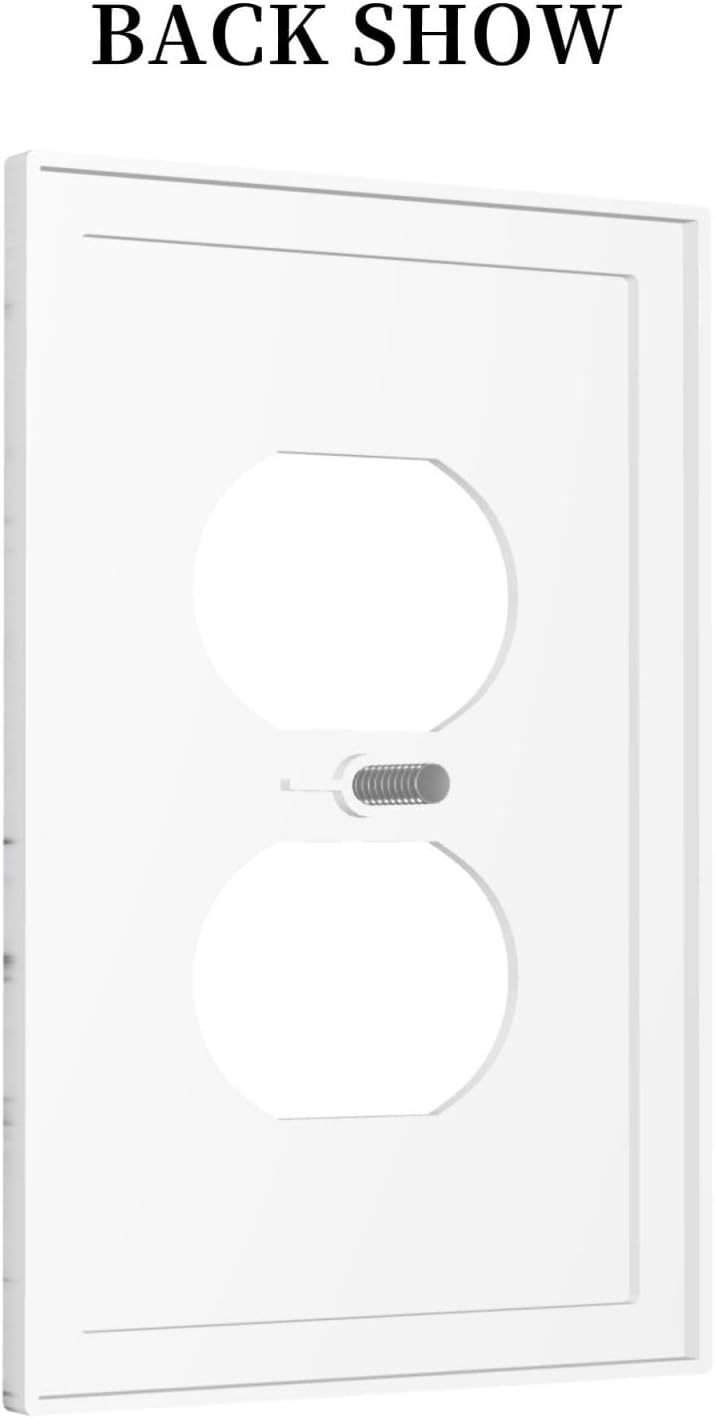 Gray White Marble Print Light Switch Cover Duplex Outlet Covers Grey Wall Plate Decorative Electrical Faceplate for Bathroom Bedroom Home 5" x 3"