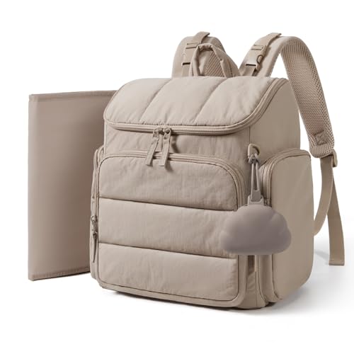 mommore Diaper Bag Backpack Baby Bag with Waterproof Changing Pad and Stroller Straps for Toddler Diaper Backpack for Mom Dads with Insulated Pockets & Pacifier Case Baby Essential Brown