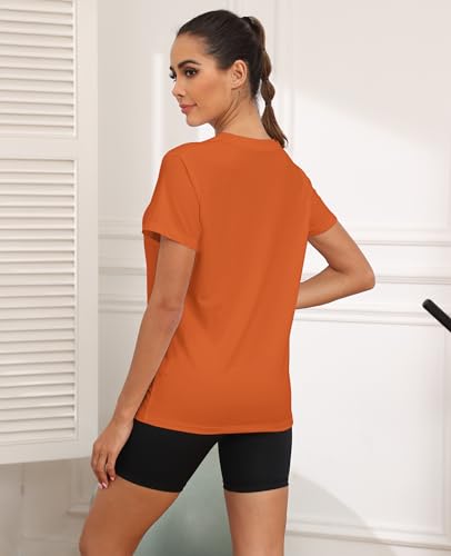 Kevamolly Orange Workout Tops For Women Upf50+ Breathable Loose Fit Yoga T Shirts Short Sleeve Running Gym Athletic Tee Top Xl thumb #1