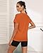 KevaMolly Orange Workout Tops for Women UPF50+ Breathable Loose Fit Yoga T Shirts Short Sleeve Running Gym Athletic Tee Top M
