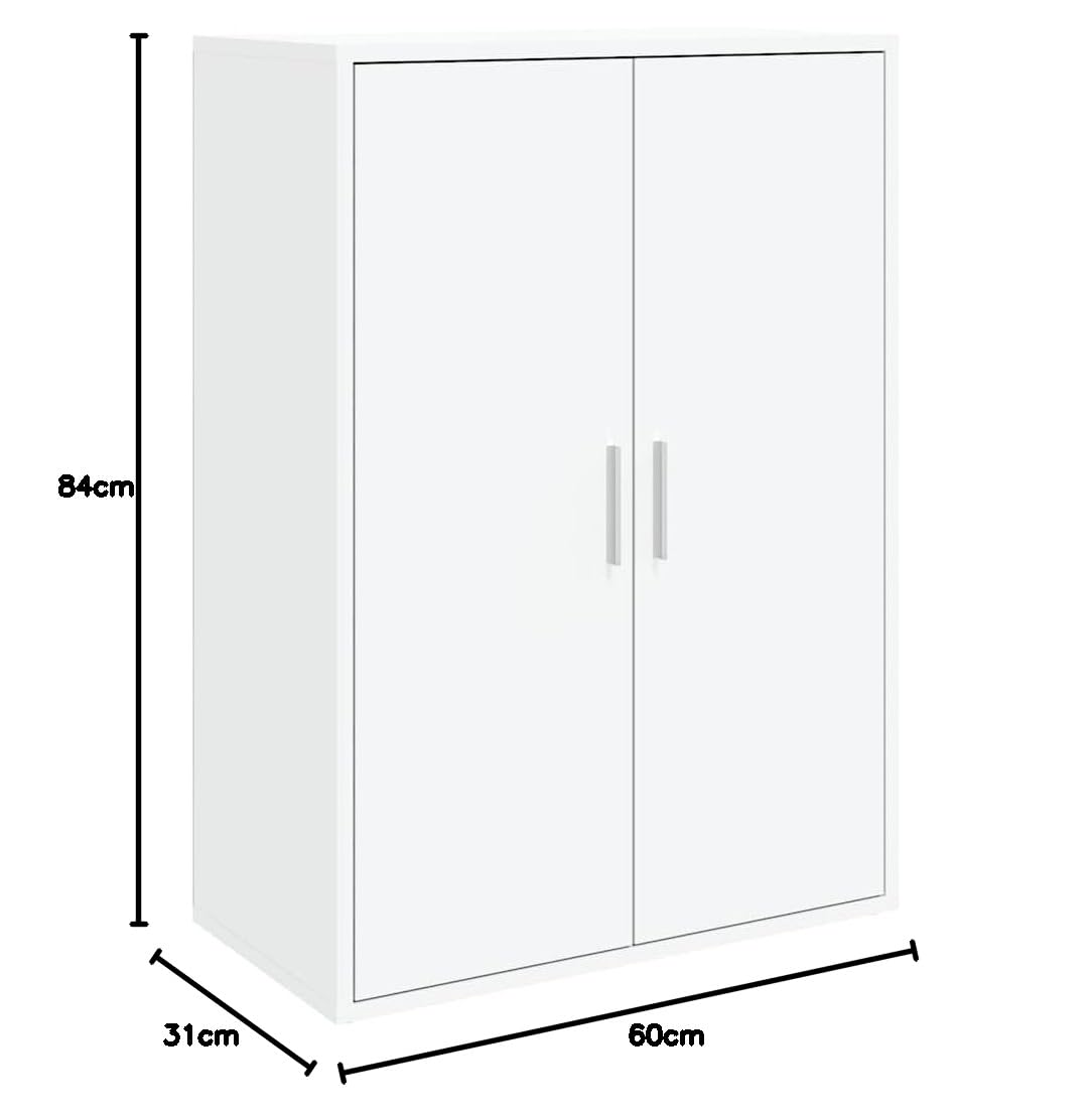 Aparador blanco 60 x 31 x 84 cm de material de madera con diseño moderno, cómoda robusta con capacidad de carga de 90 kg, armario para pasillo y dormitorio para salón, pasillo