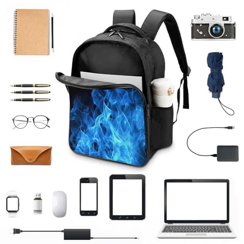 Blue Flame Black Backpacks for Women 16 Inch Laptop Backpack Casual Daypack Waterproof Travel Rucksack College Bag Lightweight Bookbag for Business Hiking Camping4