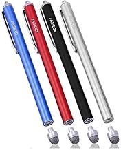 MEKO 4 Pcs universelle tactile capacitif Stylos Replaceable microfibres Astuce Stylus + 4 Conseils de remplacement et 1 x Screen Cleaning Pad (Noir / Argent / Rouge / Bleu foncé)