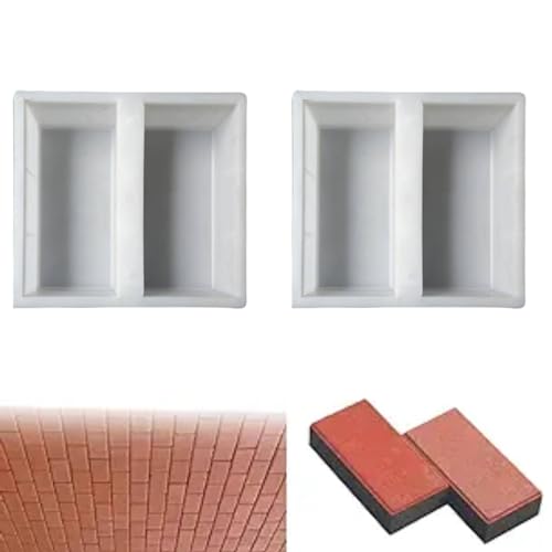 AZURAOKEY Lot de 2 moules à pavés de briques pour bricolage - Moules à blocs de béton - Moules portables pour couloir, béton, allée, pierre, chemin de jardin, pièces de cour