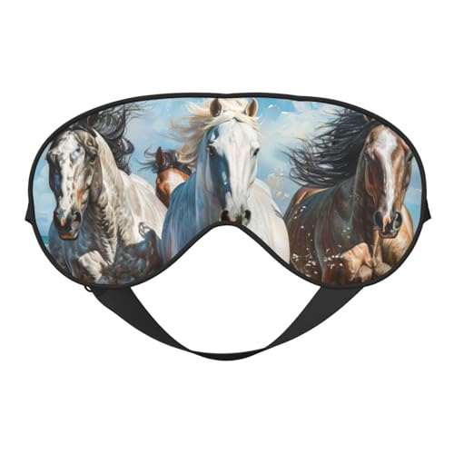 馬 ランニング アートプリント 睡眠 アイマスク アウトドア 屋内 旅行 キャンプ 瞑想 ヨガ シフトワーク 通気性