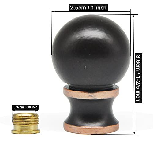 Ball Lamp Finial Cap Knob For Lamp Shade Top,Solid Lamp Finial Caps,Heavy Metal Top Screw Finial For Table Or Floor Lamps,1/4-27 Inch Threaded Base Connect To Lamp Harp #TOP4