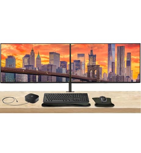 Image of HP Series 5 Pro 27-inch 527pu FHD 1080p LCD Monitor 2-Pack Bundled with Daisy Chain, USB-C Multiport G5 Dock, MK270 Wireless Keyboard & Mouse, Gel Mouse & Wrist Pad