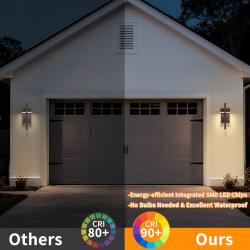 Image of 16.5'' LED Outdoor Wall Sconce Dusk to Dawn Outdoor Lighting, Brown, 1 Pack | Auto On-Off, Built-in LED, Modern Front Porch Light Fixtures, IP65 Waterproof Exterior Sensor House Lights for Garage, 3000K
