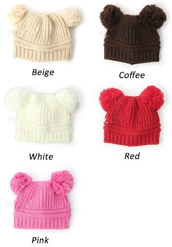 Winter warm earmuffs Baby Love Dual Ball Girls/Boys Wool knit sweate.