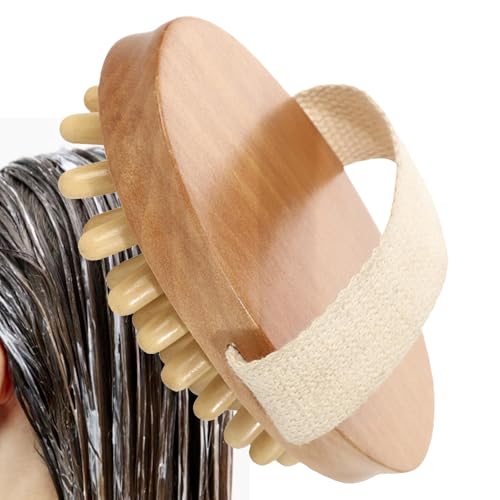 Pruojhw Cepillo de Masaje Corporal,Cepillo Corporal Para Cepillado Y Masaje - Peine De Madera Relajante Para Cuidado Diario En Casa Y Viaje