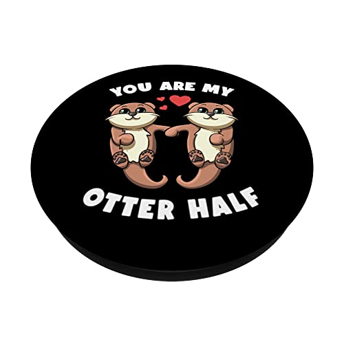 You Are My Otter Half Sea Otters Holding Hands Otter Puns PopSockets Swappable PopGrip, Black - Image 2