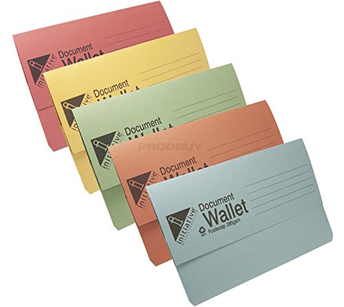 [Pack of 30] 285gsm Foolscap Premium Document Wallets A4 Paper Storage Files Folders (Assorted 5 Colours)