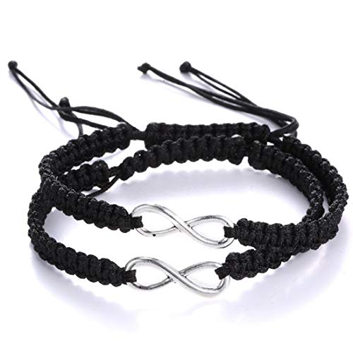 Image of COLORFUL BLING 2Pcs Infinity Distance Couple Braided Handcrafted Luck Bracelet Bangle Adjustable Rope His and Hers Wristband Wrist Jewelry