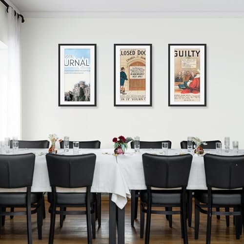 Picrit 14x24 Picture Frame 3 Pack, Black Poster Frame, Display Poster 11 x 22 with Mat or 14 x 24 without Mat for Horizontal or Vertical Wall Mounting