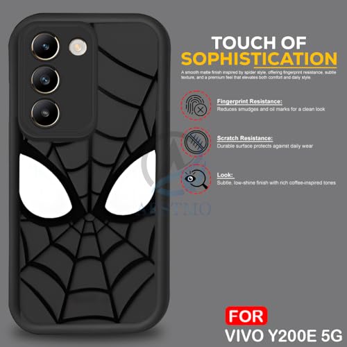 Image of AESTMO Back Case Cover for Vivo Y200E 5G / T3 5G Cover | Spidey Face Mask Design | Silicone Case | Full Body Protection | Camera Protection Back Cover for Vivo Y200E 5G / T3 5G (Black)
