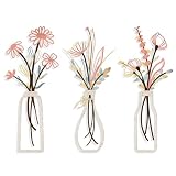 Pigort 3 Pieces Metal Flowers Wall Arts