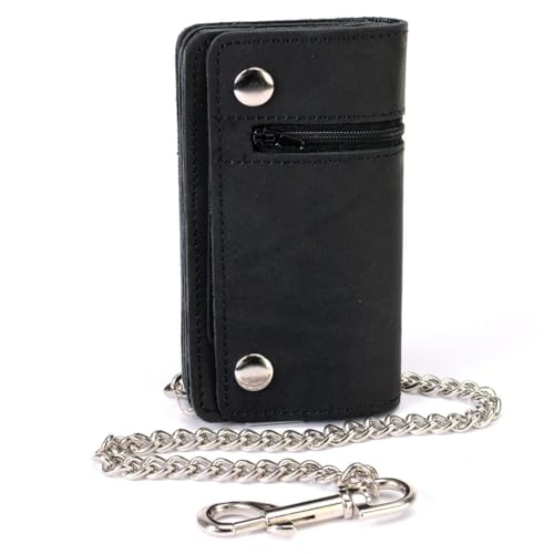 Milwaukee Leather MLW7890 Men's 6" Leather Bi-Fold Biker Wallet w/Anti-Theft Stainless Steel Chain and Zipper Pocket - 6 Inch4