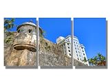 Framed Wall Art 3 Piece Fort San Felipe Del Moro at San Juan, Puerto Rico Pictures Print on Canvas for Living Room Bedroom Wall Decoration, Ready to Hang, 12x16inchx3