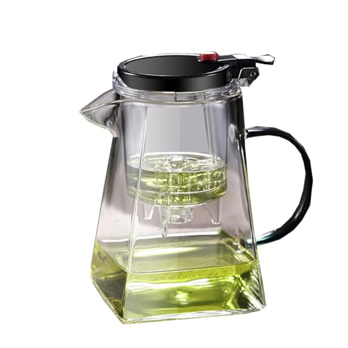 FUYTERY Glas Teekanne mit abnehmbarem Infuser, Kungfu Tee Kunst Glas Teekanne Edelstahl Filter Krug mit Infuser, blühende und lose Blatt Tee Maker Set (750ML,1000ML) (Weiß, 750ML)