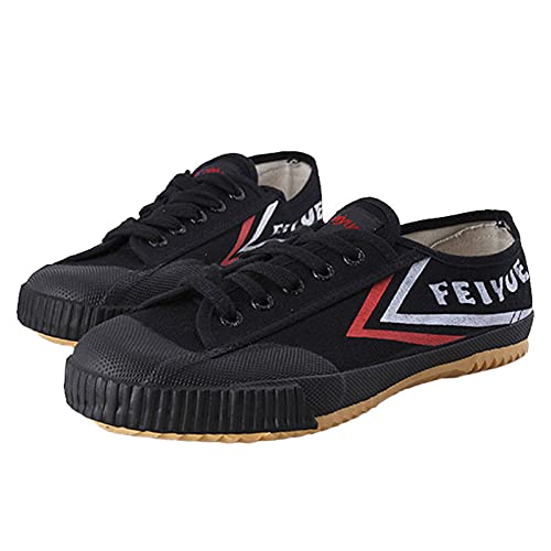 Willsky Chaussures Arts Martiaux, Unisexe Tai-Chi Sneakers Adultes Chaussures Enfants Classique Kung Fu Toile Anti-Slip Mode Qigong Formateurs,Noir,46 Cover