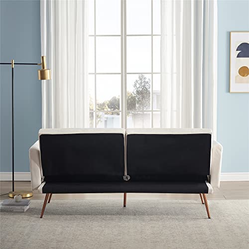 Pboghlrd Convertible Velvet Futon Sofa, Folding Loveseat Sofa With Throw Pillow And Midfoot, Small Sleeper Couch Bed For Living Room, Bedroom, Home Office (Beige) #TOP3