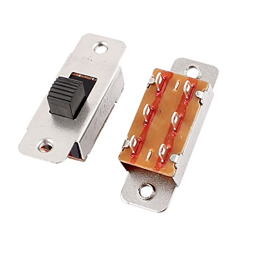 Aexit 2 Pcs Networking Products 3A 12V 6 Pins 2 Positions DPDT On/On Mini Switches Slide Switch