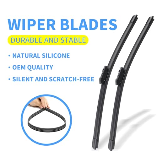 Image of Gavimnal Silicone Wiper Blades Replacement For Mazda CX-5 2017-2025 | Fits CX-9 2016-2023; 24 inch+18 inch Front & 14 inch Rear, All-Weather, Streak-Free, OE-fit, Quiet, Easy One-Click Install