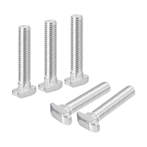 Image of uxcell 10Pcs T-Slot Bolts, M8 x 45mm Hammer Head Bolt T Screw Drop-in Stud for 4040 Series T-Slot Aluminum Extrusion Profile, 304 Stainless Steel, Silver