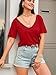 Eachyes Womens Deep V Neck T Shirts Casual Short Sleeve Loose Fit Basic Tee Tops Red X-Large