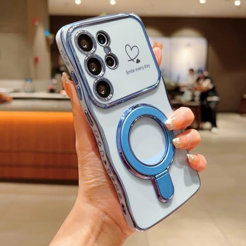 Coque Samsung S25 Edge antichoc en silicone bleu avec béquille de visionnage