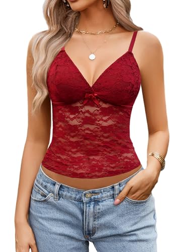 Avidlove Lace Tops for Women V Neck Camisole Top Sexy Crop Y2k Tank Going Out Outfits 2025 Trendy