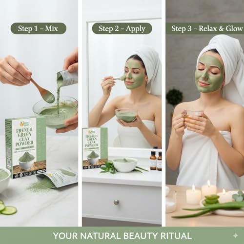 Image of Herbs Botanica French Green Clay Powder 100% Pure & Natural Montmorillonite Clay for Face Masks, Skincare, and DIY Beauty Finely Ground Green Kaolin Clay 5.3 oz Resealable Pack