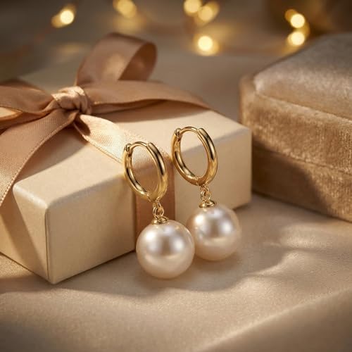 Image of Gold Starfish Mermaid Tail Dangle Drop Earrings for Women, Trendy Cute Pearl Fish Tail Shell Textured Hoop Dangling Earing Summer sea Beach Jewelry Gift.