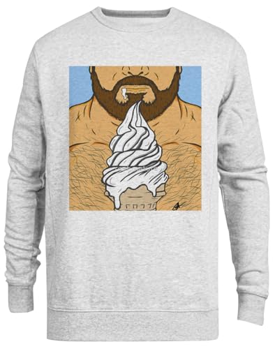 Pull ras du cou gris unisexe Crème Papa en maille confortable